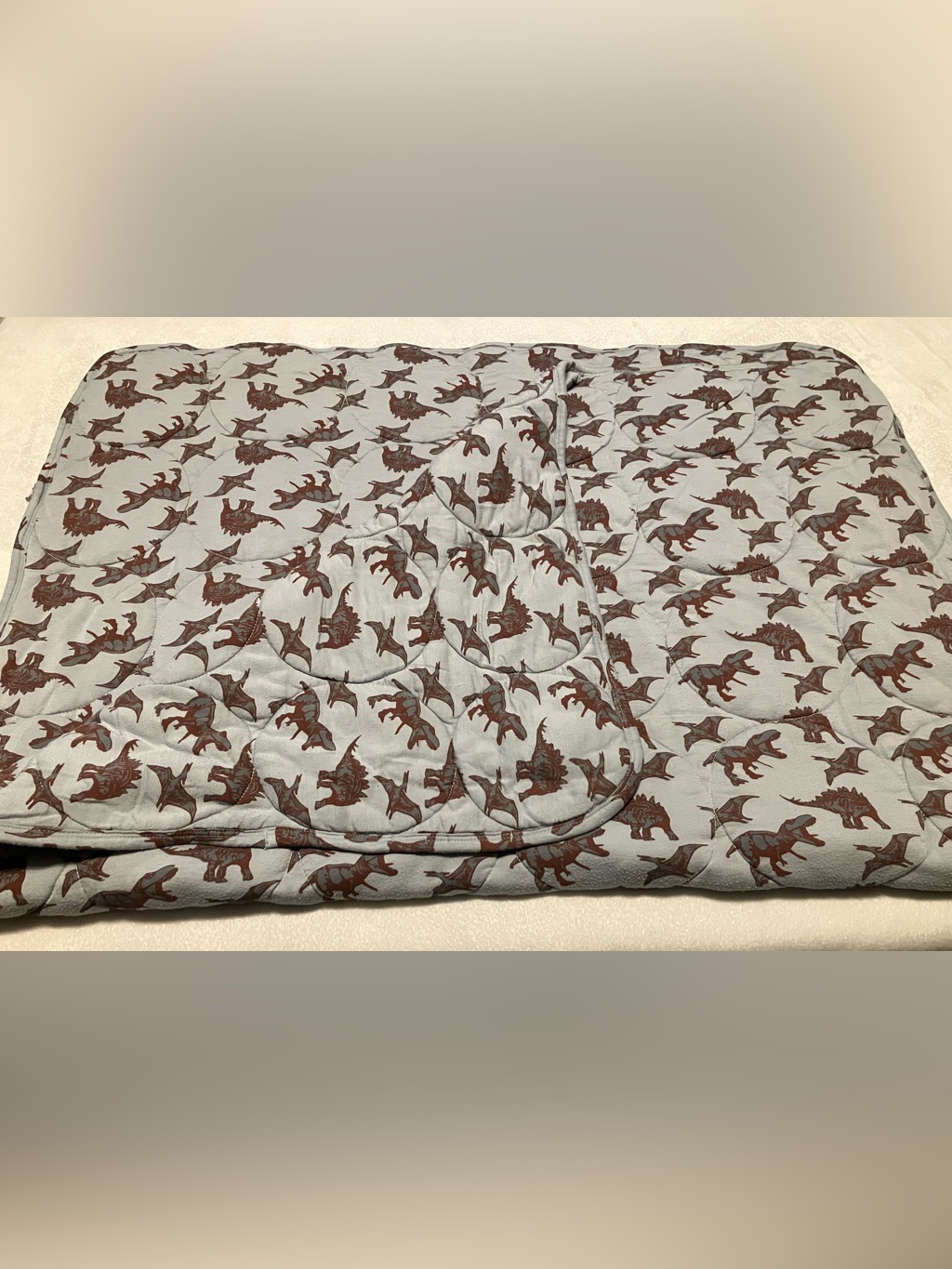 Kate Quinn Bamboo Quilted Dinosaur Blanket- Blue Dinos